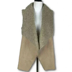 Velvet faux suede vest size M tan open front